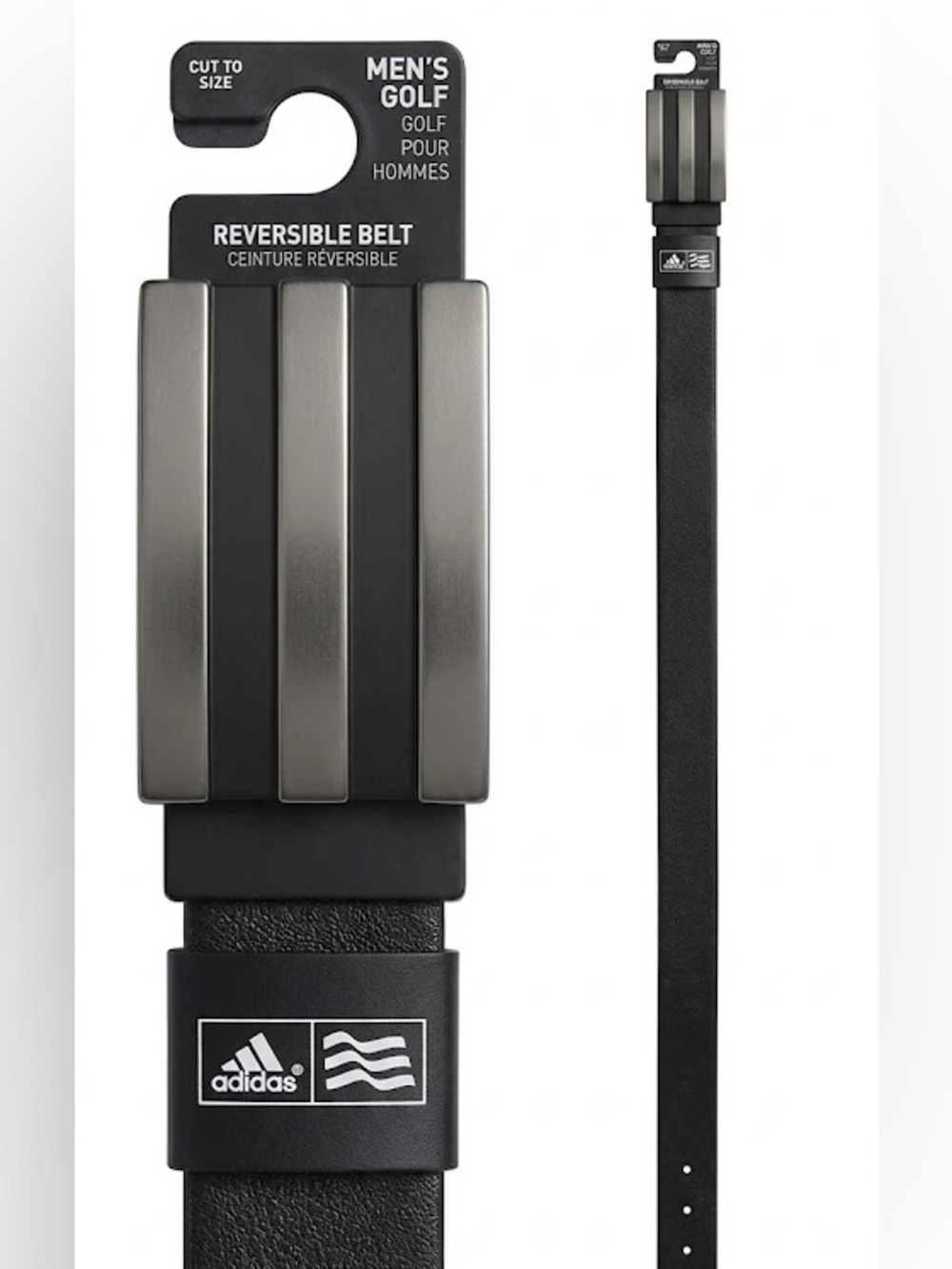 Adidas NWT Men’s Reversible 100% Leather Black Brown Golf Belt Cut to Size